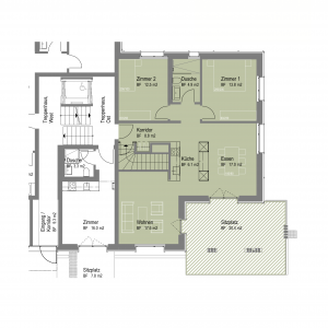 Wohnung 002 Erdgeschoss mit Treppe ins Untergeschoss + Hobbyraum